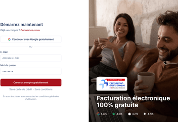 Écran de création de compte